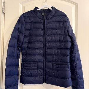Mango Navy Quilted Lightweight Puffer Jacket